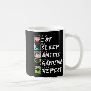 Ät Sova Anime Spelande Upprepa Spelare Män Tonårsp Kaffemugg