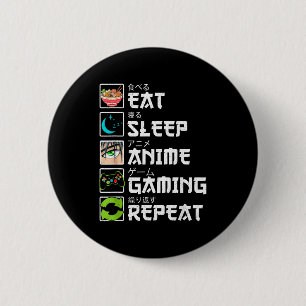 Ät Sova Anime Spelande Upprepa Spelare Män Tonårsp Knapp