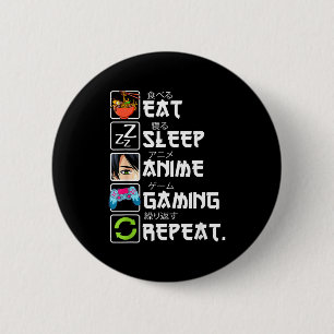 Ät Sova Anime Spelande Upprepa Spelare Män Tonårsp Knapp