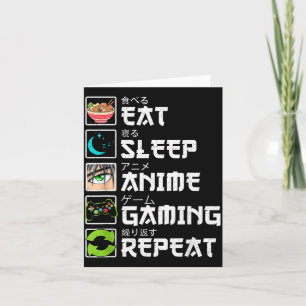 Ät Sova Anime Spelande Upprepa Spelare Män Tonårsp Kort