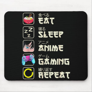 Ät Sova Anime Spelande Upprepa Spelare Män Tonårsp Musmatta