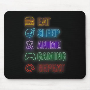 Ät Sova Anime Spelande Upprepa Spelare Män Tonårsp Musmatta