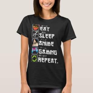 Ät Sova Anime Spelande Upprepa Spelare Män Tonårsp T Shirt