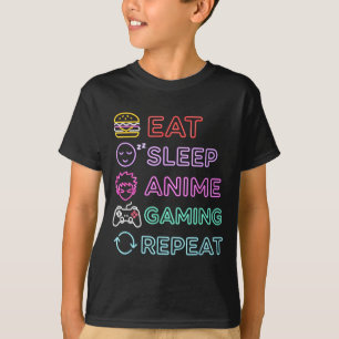 Ät Sova Anime Spelande Upprepa Spelare Män Tonårsp T Shirt