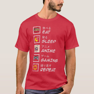 Ät Sova Anime Spelande Upprepa Spelare Tonårspojka T Shirt