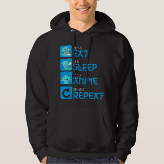 Ät Sova Anime Upprepa Axolotl Kawaii Anime Manga Hoodie