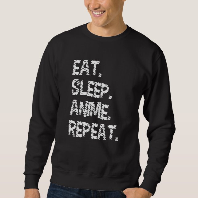 Ät Sova Anime Upprepa | Design för Anime-älskare Lång Ärmad Tröja (Framsida)