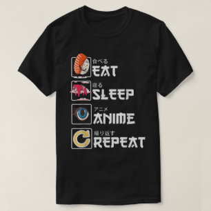 Ät Sova Anime Upprepa Design T Shirt