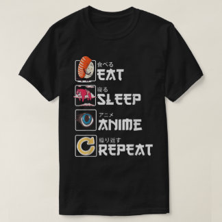 Ät Sova Anime Upprepa Design T Shirt