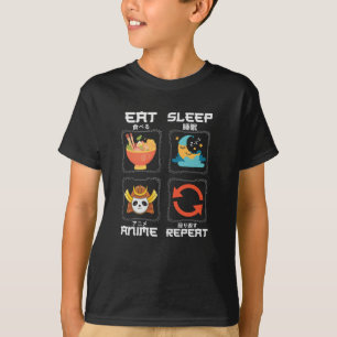Ät Sova Anime Upprepa Gullet för Anime Älskare T Shirt