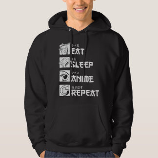 Ät Sova Anime Upprepa Hoodie