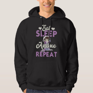 Ät Sova Anime Upprepa Japansk Manga Älskare Cospla Hoodie