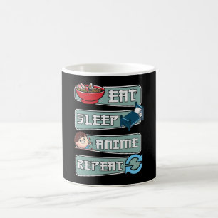 Ät Sova Anime Upprepa Japanska Kawaii Design Kaffemugg
