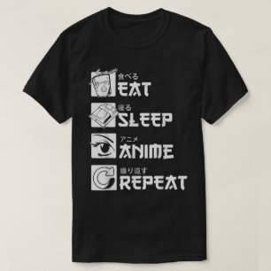 Ät Sova Anime Upprepa Otaku Livsdesign T Shirt