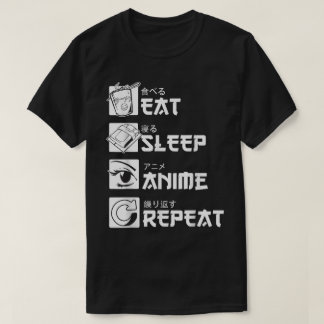 Ät Sova Anime Upprepa Otaku Livsdesign T Shirt