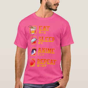 Ät Sova Anime Upprepa Ramen Manga Japansk Cospla T Shirt