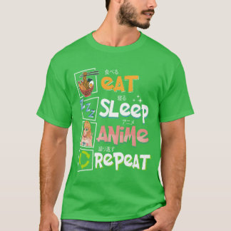 Ät Sova Anime Upprepa Rolig Anime Ät Sova Manga T Shirt