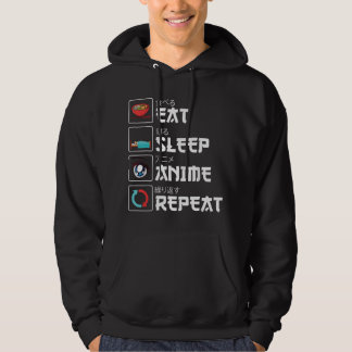 Ät Sova Anime Upprepa Rolig Manga Otaku Flickor Po Hoodie