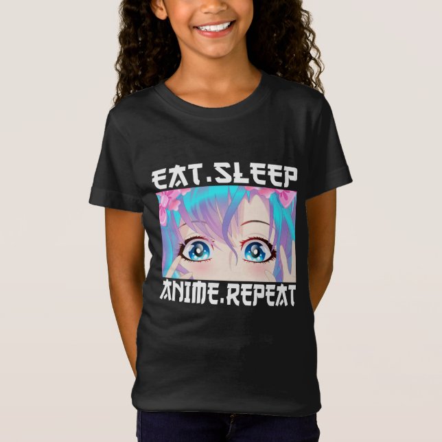 Ät Sova Anime Upprepa     T Shirt (Framsida)