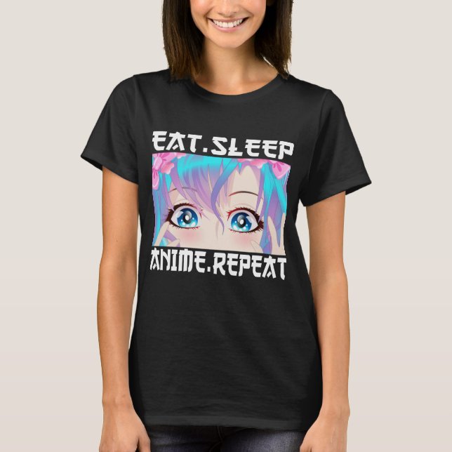 Ät Sova Anime Upprepa T Shirt (Framsida)