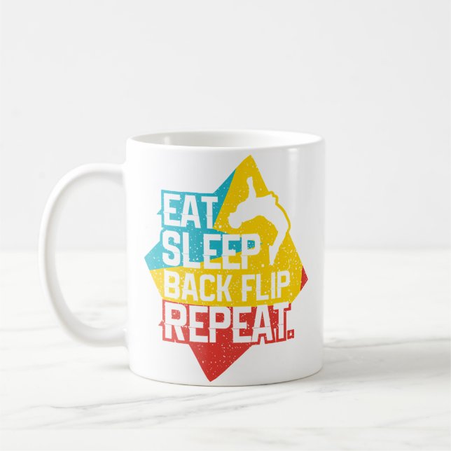 Ät Sova Bakåtvolt Upprepa Retro Gymnastik Traceu Kaffemugg (Vänster)
