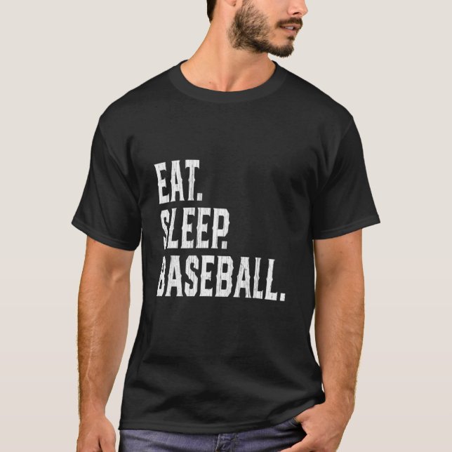 Ät Sova Baseboll Upprepa Rolig Basebollspelare Ba T Shirt (Framsida)