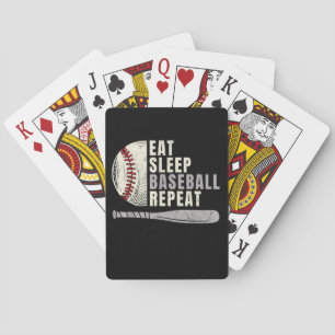 Ät Sova Baseboll Upprepa Rolig Basebollspelare Casinokort