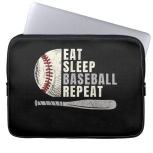 Ät Sova Baseboll Upprepa Rolig Basebollspelare Laptop Fodral