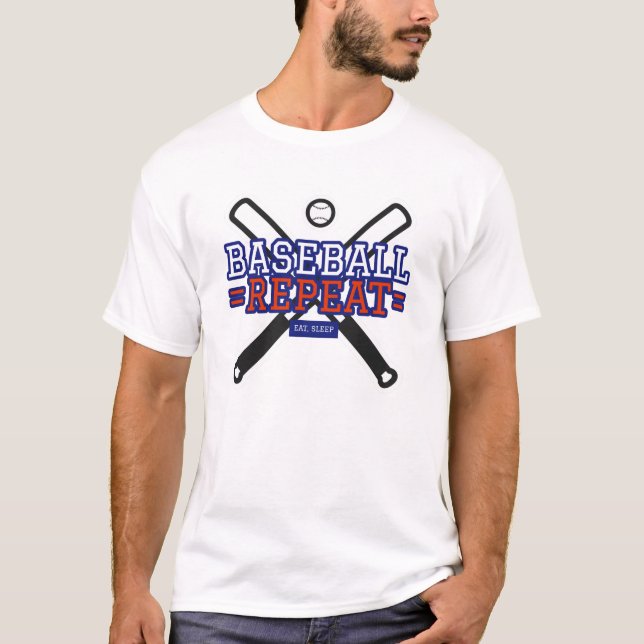 Ät Sova Baseboll Upprepa T Shirt (Framsida)