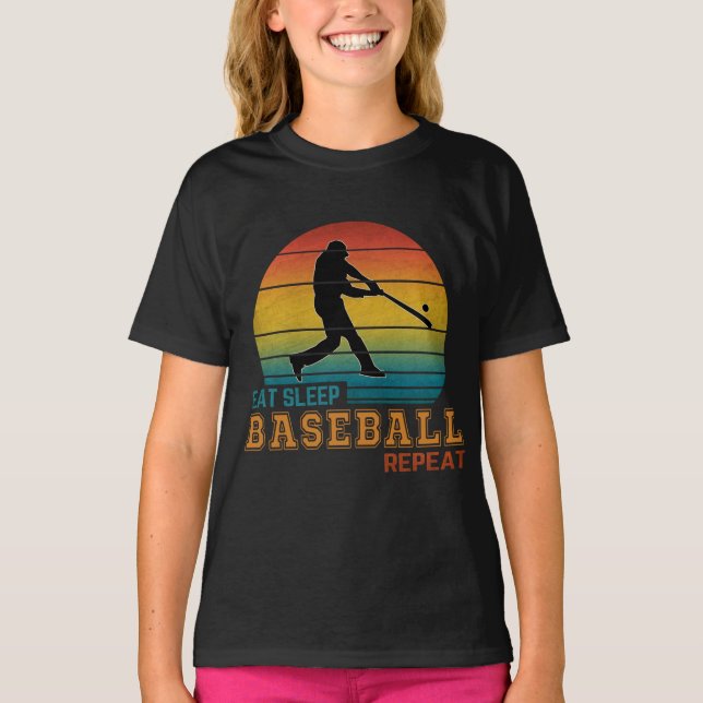 Ät Sova Baseboll Upprepa T Shirt (Framsida)