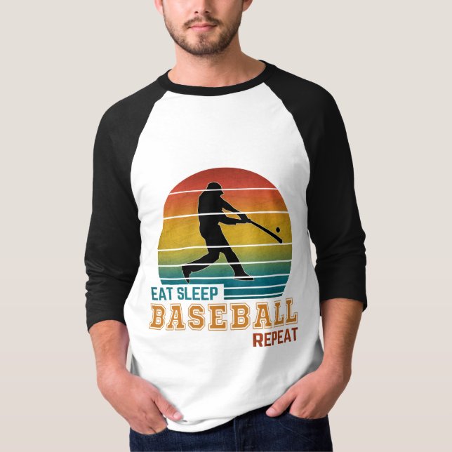 Ät Sova Baseboll Upprepa T Shirt (Framsida)
