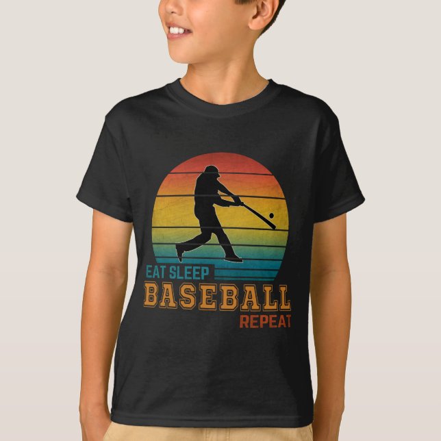 Ät Sova Baseboll Upprepa T Shirt (Framsida)