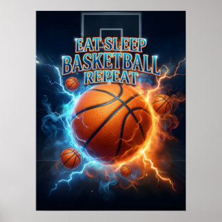 Ät Sova Basketboll Eld Poster