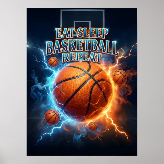 Ät Sova Basketboll Eld Poster (Framsidan)