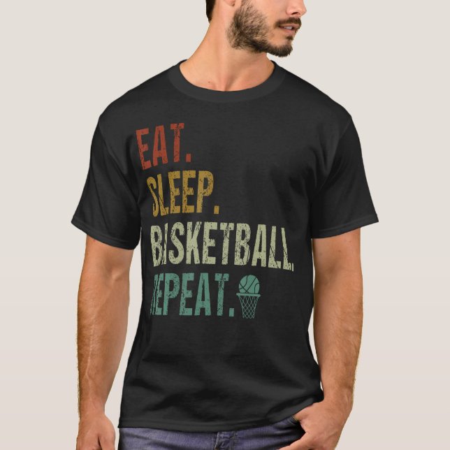 Ät Sova Basketboll Upprepa Basketboll T Shirt (Framsida)