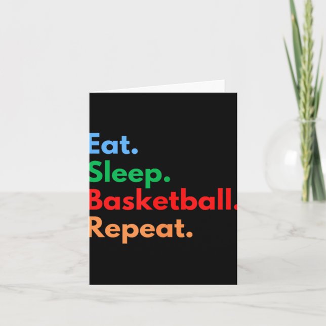 Ät Sova Basketboll Upprepa För Basketbollsspelare Kort (Framsida)