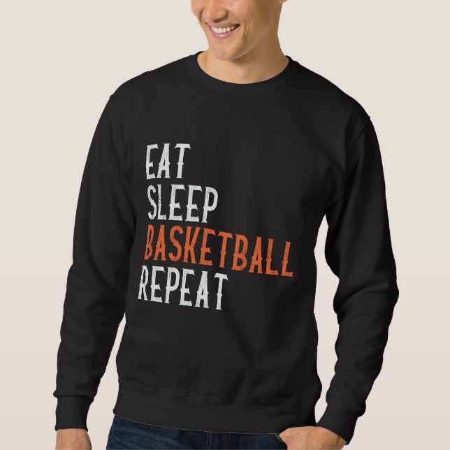 Ät Sova Basketboll Upprepa Lång Ärmad Tröja (Framsida)