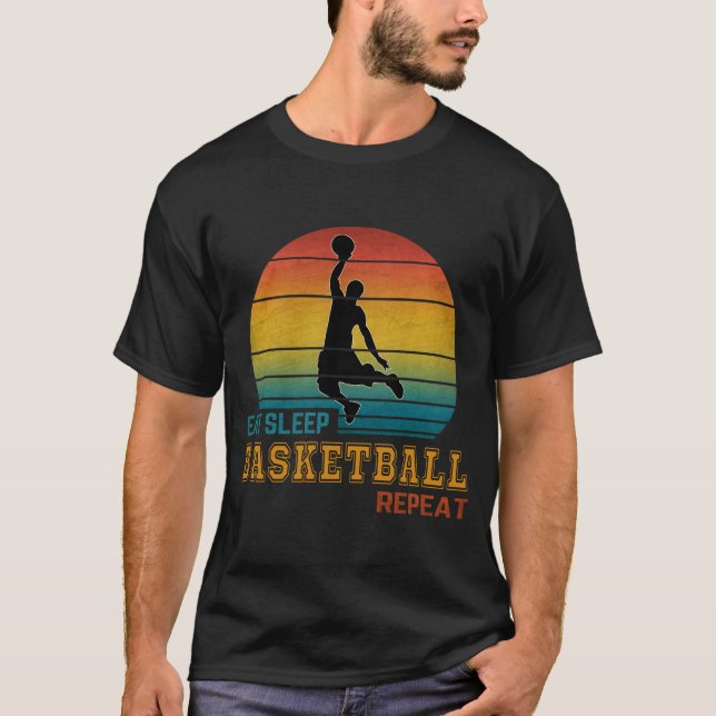 Ät Sova Basketboll Upprepa  T Shirt (Framsida)