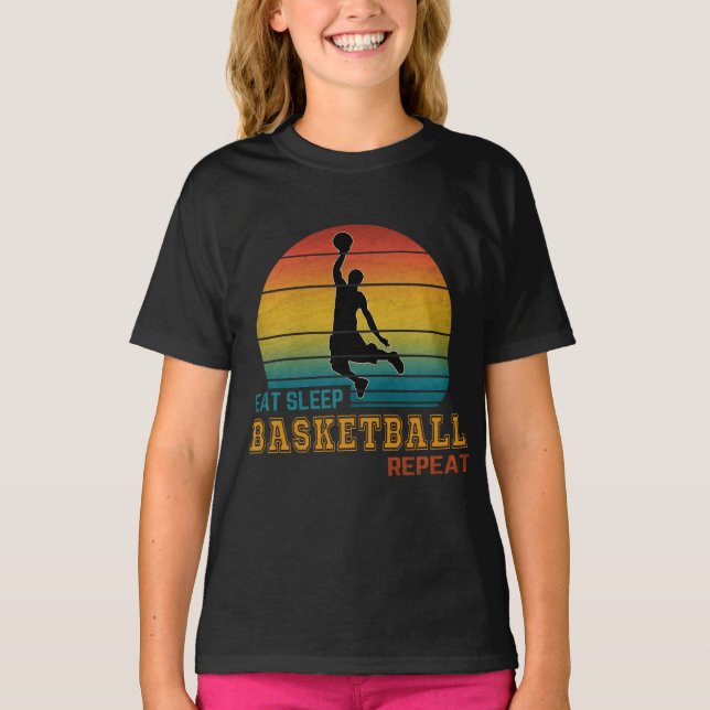 Ät Sova Basketboll Upprepa  T Shirt (Framsida)