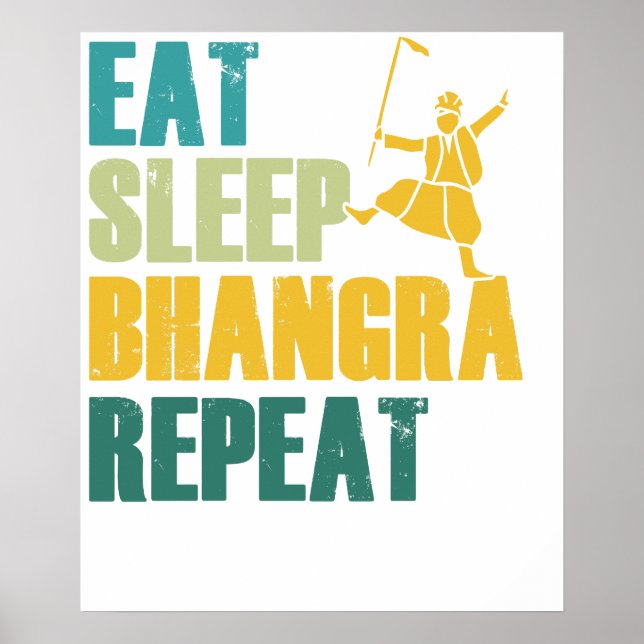 Ät Sova Bhangra Upprepa Rolig Dansande Punjabi Poster (Framsidan)