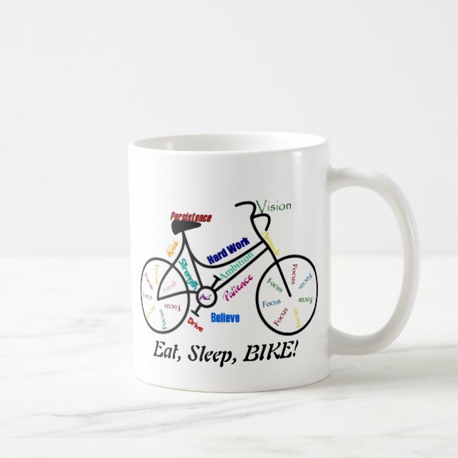 Ät, sova, BIKE! Roligt Motivational Ord for Biker Kaffemugg (Höger)