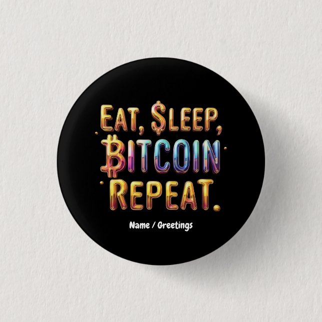 Ät, Sova, Bitcoin, Upprepa En kryptovaluta Knapp (Framsida)