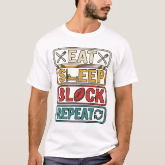 Ät Sova Blockera Upprepa Fotboll Vintage T-Shirt D