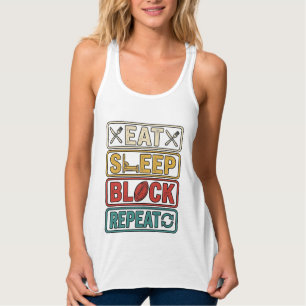 Ät Sova Blockera Upprepa Fotboll Vintage T-Shirt D Linne Med Racerback