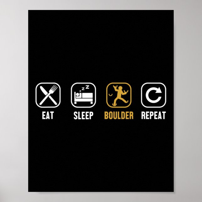 Ät Sova Boulder Upprepa Klättersport Fri Boulder Poster (Framsidan)