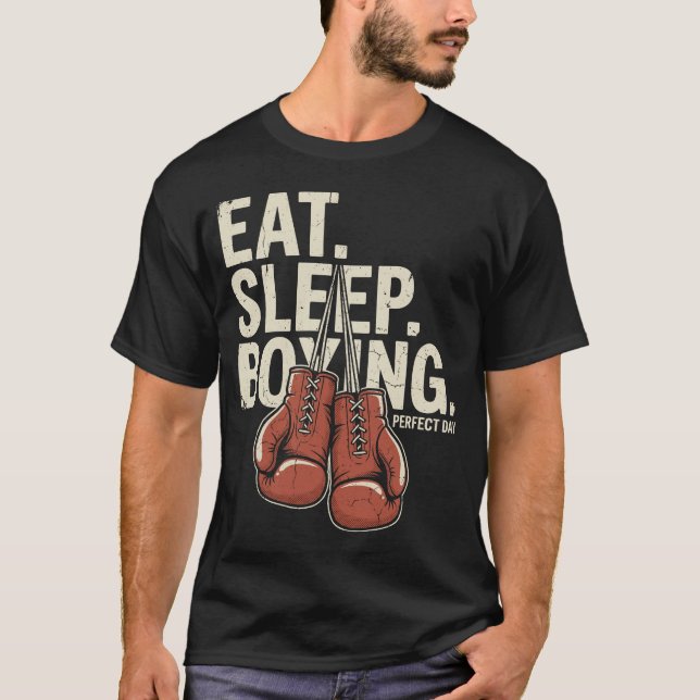 Ät Sova Boxning Perfekt Dag Vintage T Shirt (Framsida)
