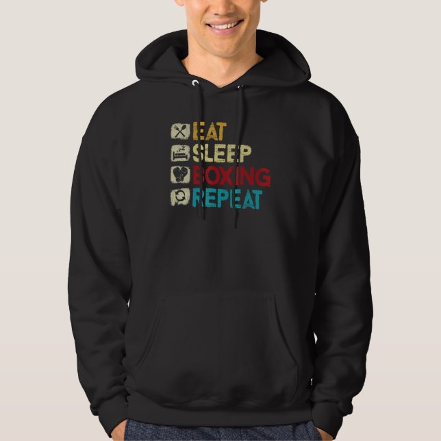 Ät Sova Boxning Upprepa Boxning Man Boxnings Hands Hoodie (Framsida)