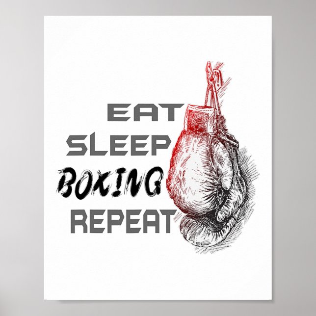Ät Sova Boxning Upprepa Boxningsentusiast  Poster (Framsidan)