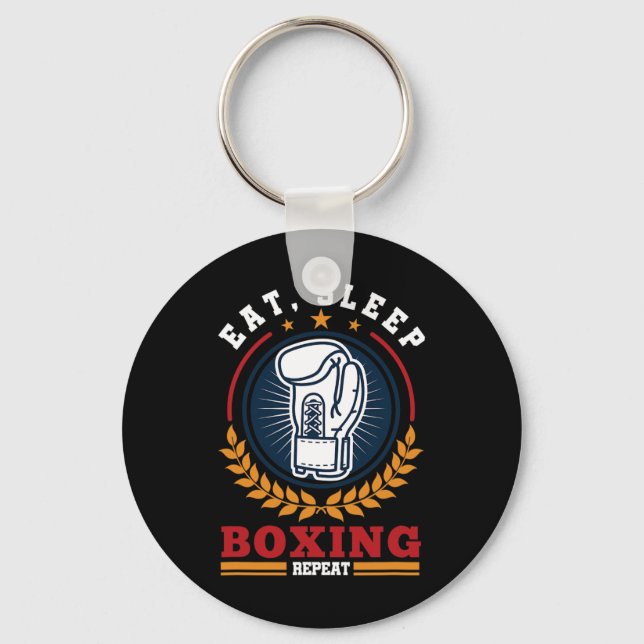 Ät Sova Boxning Upprepa Mma Kickboxning Boxare  Nyckelring (Framsida)