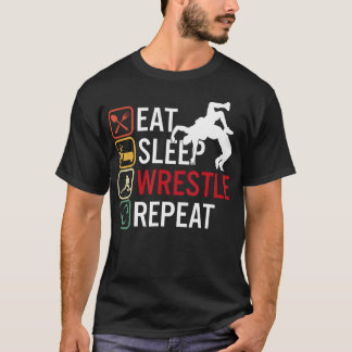 Ät Sova Brotta Upprepa Brottning T Shirt